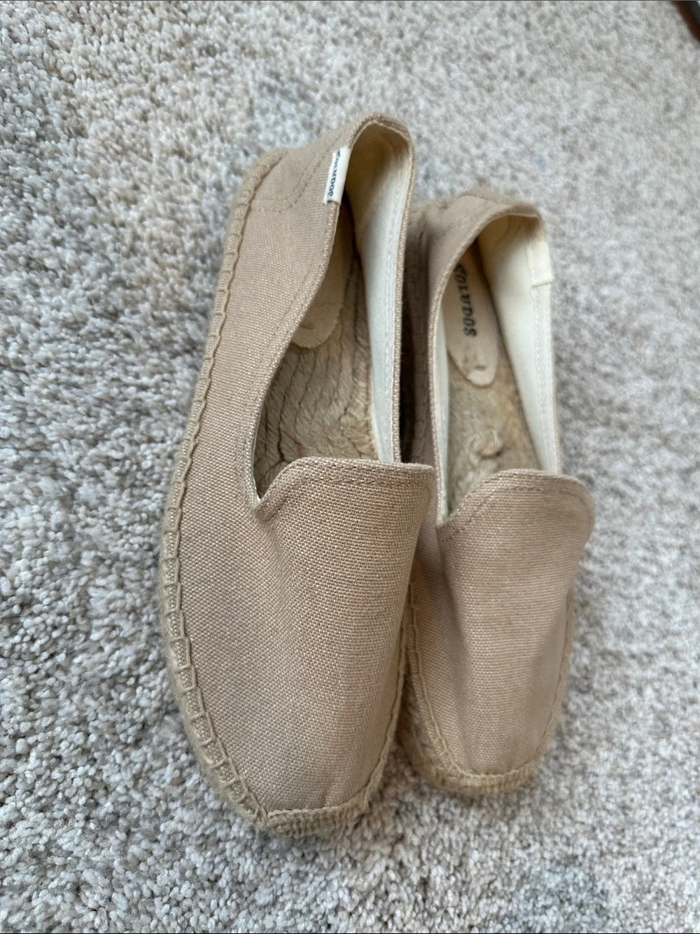 Soludos Slip-On Canvas Espadrilles in Beige Tan